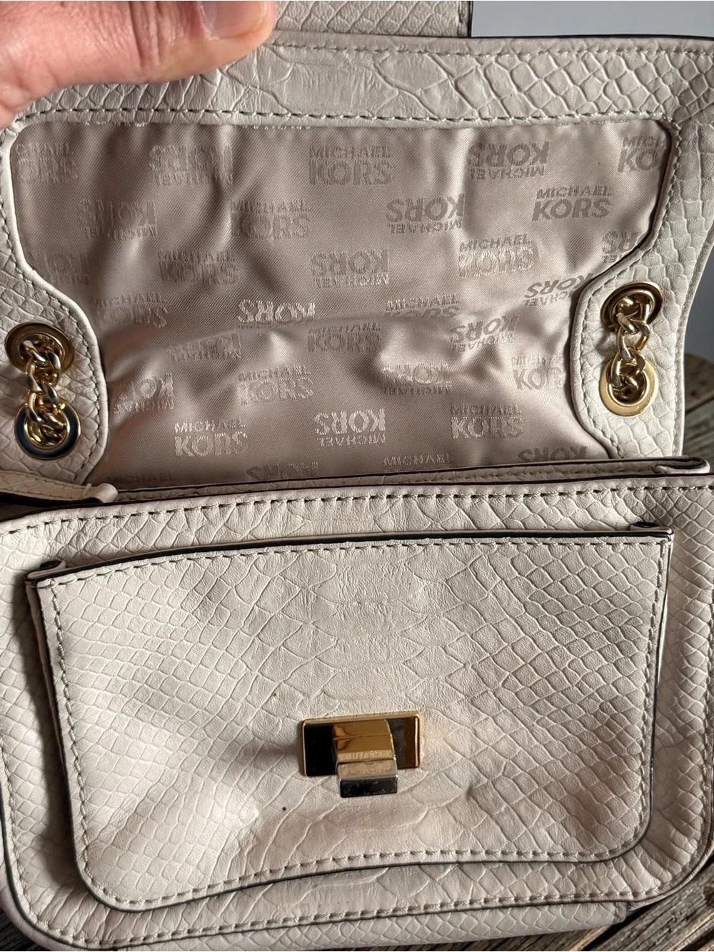 Michael Kors Sloan Python Embossed Leather Chain Shoulder Bag